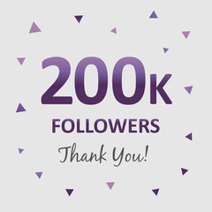 illustration for 200k followers on social media. commemorative and thank you text. 200k followers design. vector art for social networks. number of followers