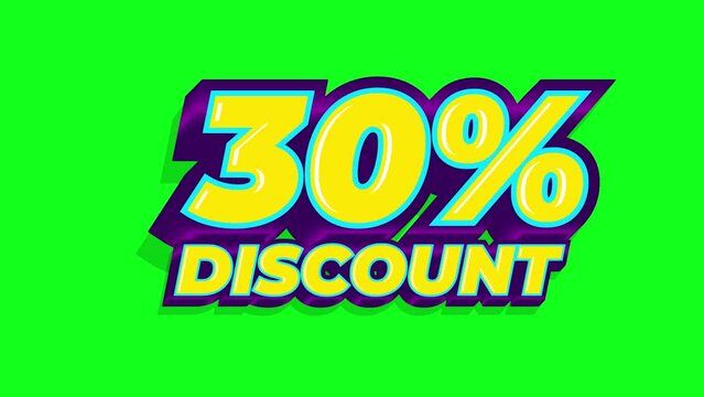 Discount sign animation on green screen background