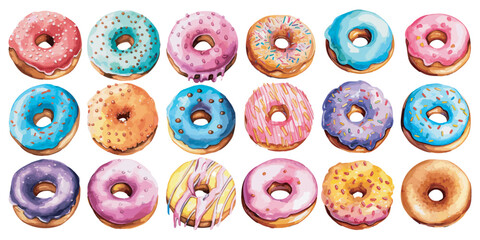 Watercolor donut clipart for graphic resources