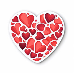 valentine's day sticker with red hearts shape on white isolated background