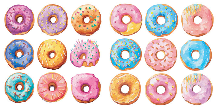 Watercolor donut clipart for graphic resources