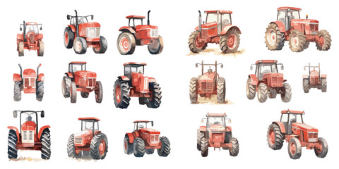 Watercolor tractor clipart for graphic resources © Dgillustration12u