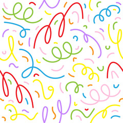 Colorful Line Confetti Vector Seamless Pattern