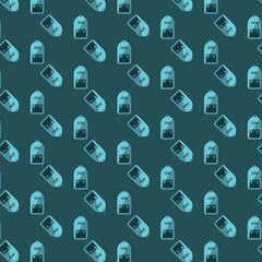 Digital png illustration of backpack icons pattern on transparent background