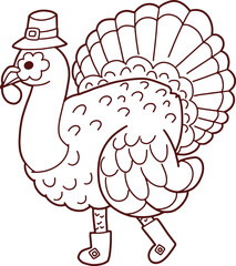 Thanksgiving turkey hand drawing doodle style
