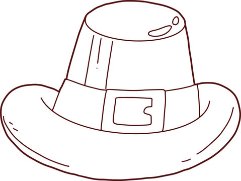Hand Drawing Doodle with Pilgrim Hat
