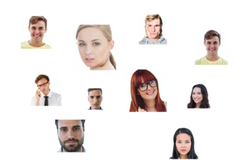 Digital png illustration of network of group of diverse people on transparent background