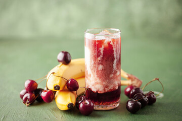 Kiba is a smoothie made with bananas, cherries, and milk. It is a popular smoothie during warms days in Germany.