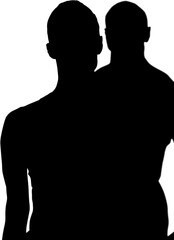 Digital png illustration black silhouettes of two men on transparent background