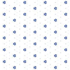 Digital png illustration of blue flowers and triangle pattern repeated on transparent background