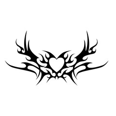 Fototapeta premium heart with wings tribal tattoo element