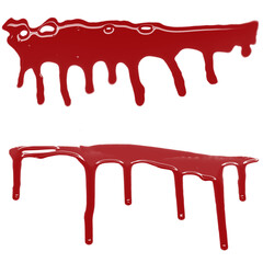 red blood paint dripping on white isoleted 