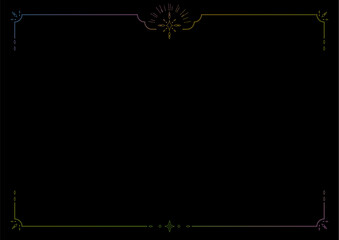 繊細なキラキラのフレーム2　黒地にオーロラグラデーション