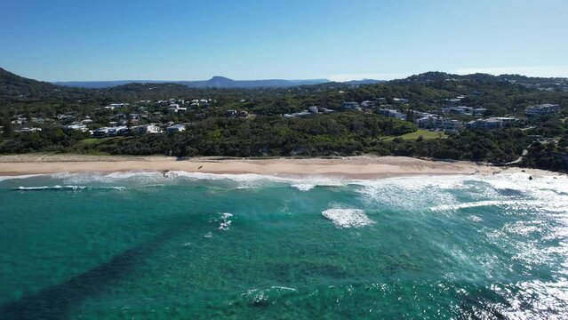 Panoramic View of Yaroomba Beach and Mount Coolum Queensland, Australia Aerial Shot