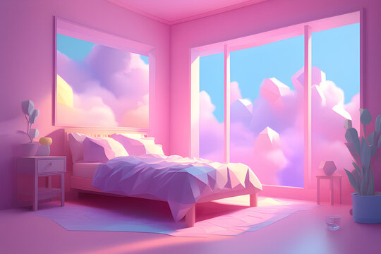 pastel pink room,Generative AI