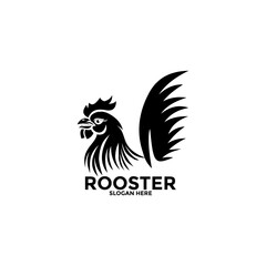 Rooster on Black color logo design, Rooster logo vector template