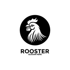 Rooster on Black color logo design, Rooster logo vector template