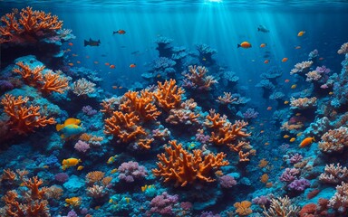Naklejka na ściany i meble coral reef in sea - Ai