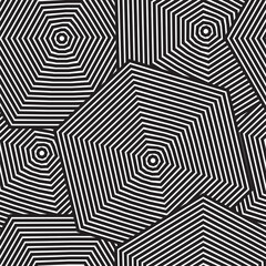 Seamless pattern of optical art, geometric shape, black line on white.