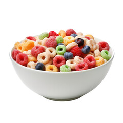 bowl of cereal isolated on transparent background cutout