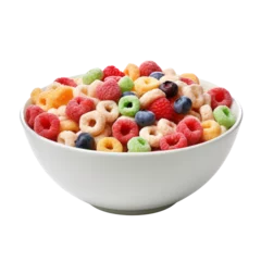 Tuinposter bowl of cereal isolated on transparent background cutout © Papugrat