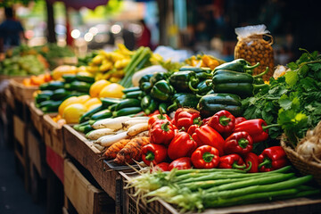 Vegetables on street market, Generative AI
