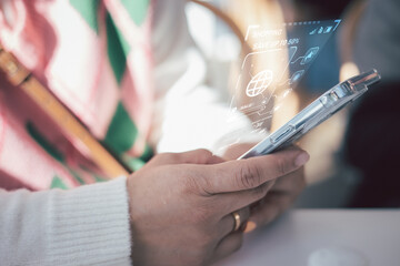 Woman shopping online at home