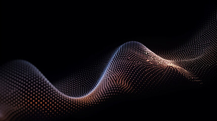Abstract wave with moving dots particle flow cyber technology illustration