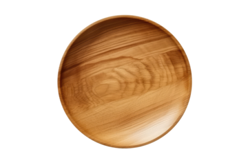 Wooden Plate On An Isolated Transparent Background, Png. Generative AI