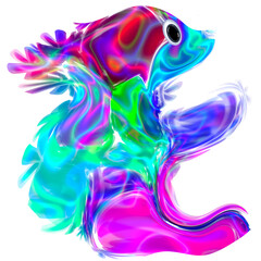 Neon squirrel, fantasy animal, digital painting