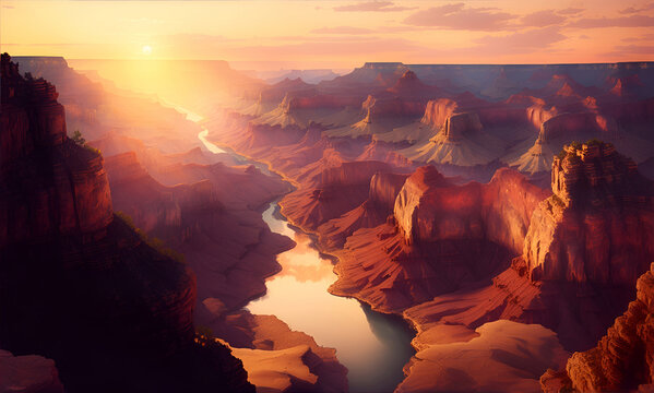 sunset over the Grand Canyon illustration © Johan Wahyudi