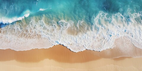 Fototapeta premium Relaxing holiday. Seaside top view of beautiful with beach landscape and sand with waves