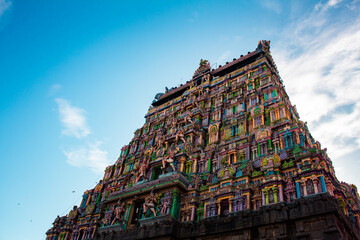Temple tower of Thillai Nataraja Temple, also referred as the Chidambaram Nataraja Temple, is a...