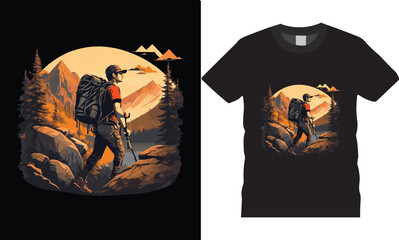Hiking t-shirt design vector, Adventure t-shirt design, Outdoor t shirt design,print, Camping logo design vector illustration, Travel quotes for t shirt,