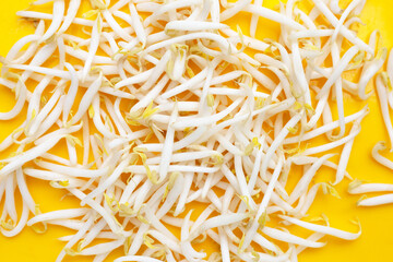 Bean sprouts on yellow background
