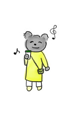 A happy koala with a drink