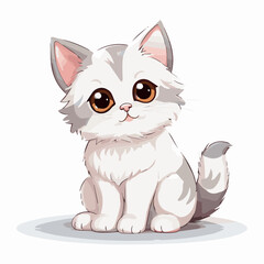 Obraz premium cat cartoon clipart vector white background