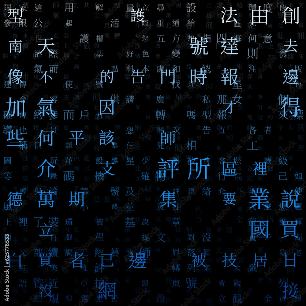 Poster abstract background. random characters of chinese traditional alphabet. gradiented matrix pattern. b