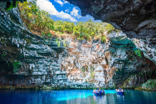 Melissani Cave, Greece. Natural landmark of Ionian islands, Kefalonia.