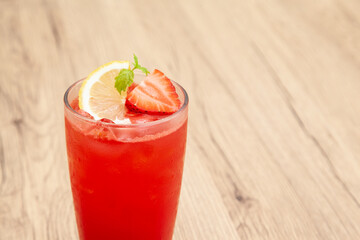 Refreshing drink made from watermelon, strawberry ,lemon soda.