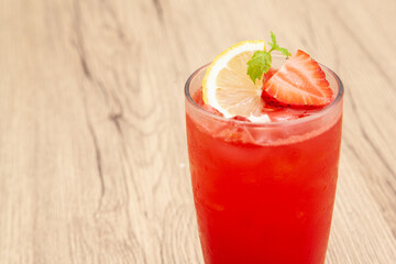 Refreshing drink made from watermelon, strawberry ,lemon soda.