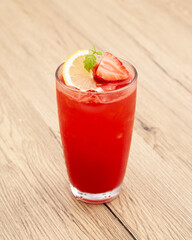 Refreshing drink made from watermelon, strawberry ,lemon soda.