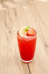 Refreshing drink made from watermelon, strawberry ,lemon soda.