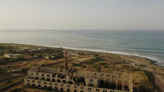 Old ruined factory La Fornace Penna Sicily Italy Aerial view
