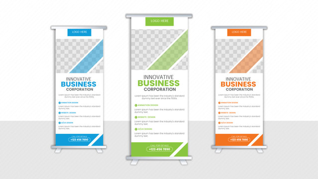Corporate business roll up banner or x stand design template