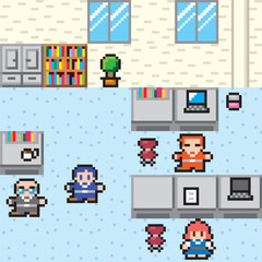 現代RPG風ドット絵　オフィス　ミニ画面