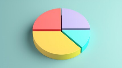 Fototapeta premium 3D isometric pie chart on green pastel background illustration.