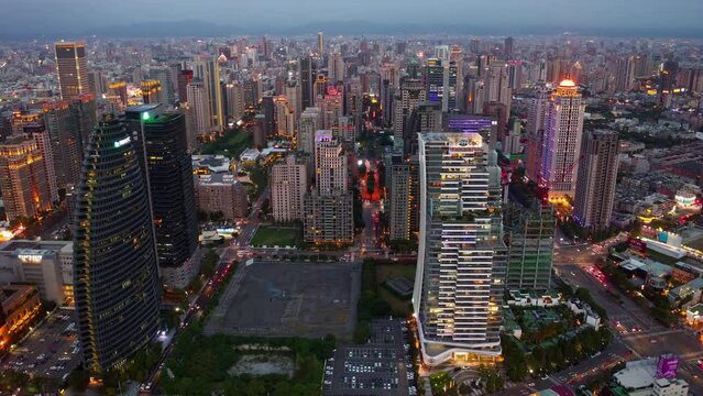 HYPERLAPSE_000Aerial skyline of Downtown Taichung, a vibrant metropolis in central Taiwan, with modern high-rise office towers booming in the 7th Redevelopment Zone and city lights dazzling at nig1_42