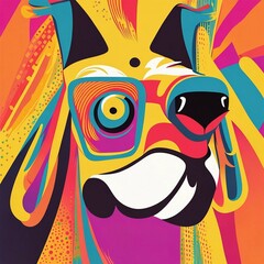 generative AI - colorful dog funky art illustration