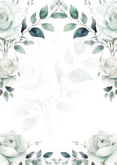 watercolor flowers. floral illustration, Leaf and buds. Botanic composition for wedding or greeting card. Border, branch of flowers - abstraction roses